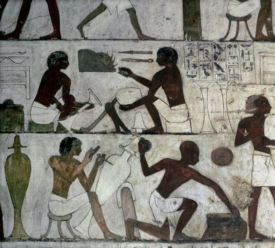 Luxor Theben: Adelens nekropol, Rekhmires grav, håndværkere. af School Egyptian