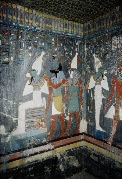 Luxor, Theben: Kongernes Dal, grav for Horemheb (-1343 - -1314), egyptisk farao, hvor gudinden Isis optræder. af School Egyptian
