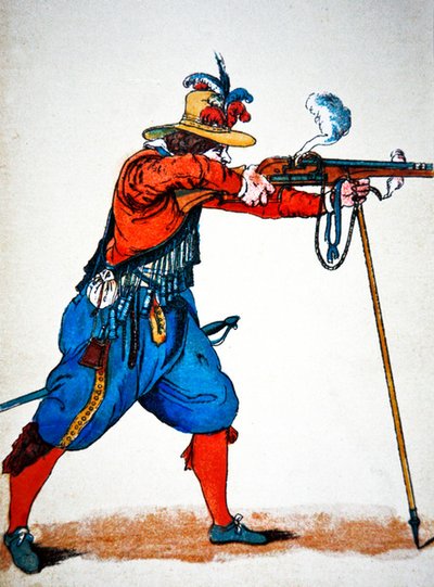 En musketer (farve litho) af School English