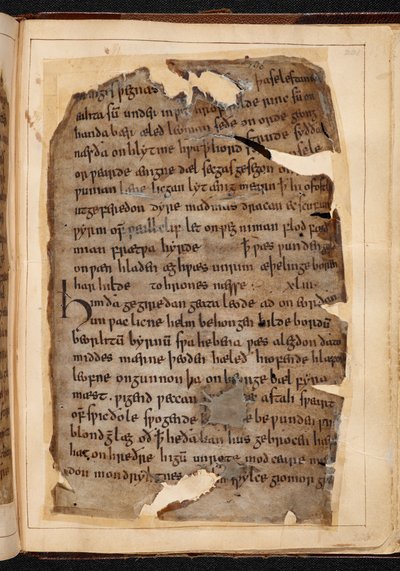 En side med Beowulf fra folioer, nogle gange kaldet 