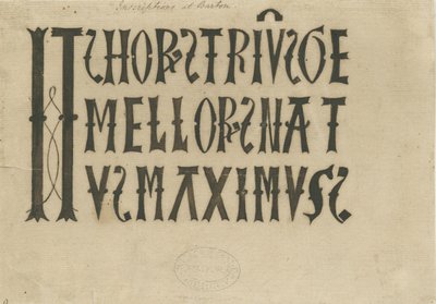 Barton under Needwood Church - inskription: blækfaksimile, og [?1700-tallet] (tegning) af School English