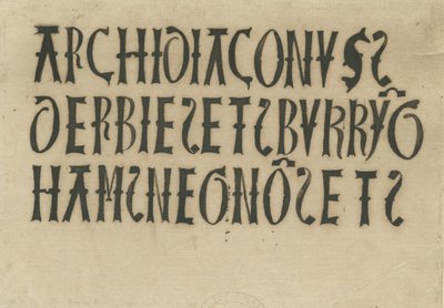 Barton under Needwood Church - inskriptioner: blækfaksimile og [?1700-tallet] (tegning) af School English