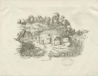 Biddulph - Knypersley Mill: litografi (vignetteret), [c 1826] (tryk) af School English