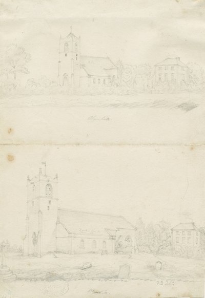 Blymhill Kirke: blyantstegninger, nd [1797] (tegning) af School English