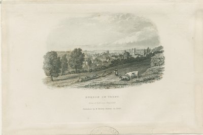 Burton-upon-Trent Bridge and Town: stålgravering og [?1800-tallet] (tryk) af School English