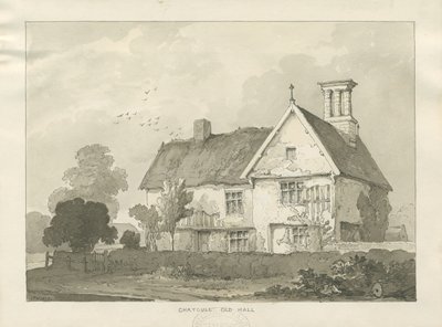 Chatcull Old Hall: pen og vask tegning af School English