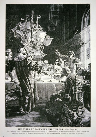 Christopher Columbus og ægget (litho) af School English