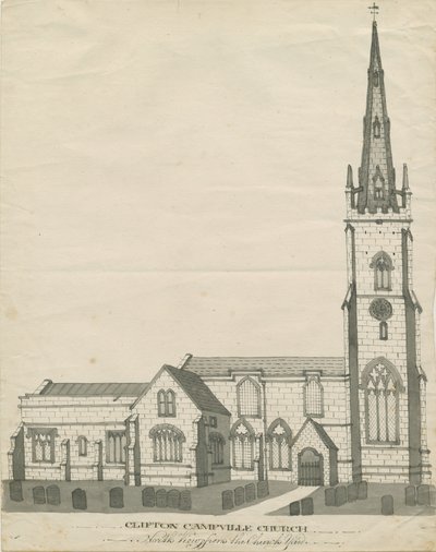 Clifton Campville Church: pen og sepia tegning, nd [?19. århundrede] (tegning) af School English