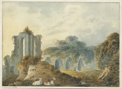 Croxden Abbey: vandfarvemaleri af School English