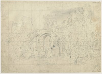 Dudley Castle - the Barbican: blyantstegning, nd [?1800-tallet] (tegning) af School English