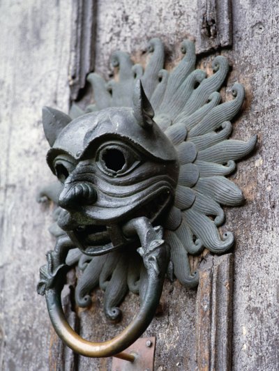 Durham Cathedral Sanctuary Knocker, kopi af original bronze fra det 12. århundrede (foto) af School English