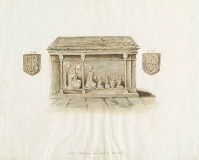 Eccleshall Church: Biskop Benthams grav: vandfarvemaleri, nd [?19. årh.] (maleri) af School English