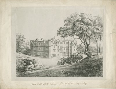 Keele Hall: litografi og [?1700-tallet] (tryk) af School English