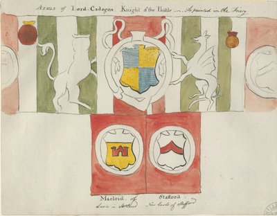 Lichfield - Arms of Lord Cadogan (Friary): vandfarvemaleri, nd [?sent 18. århundrede] (maleri) af School English