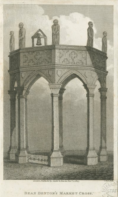 Lichfield - Market Place: gravering, nd [c 1805] (tryk) af School English