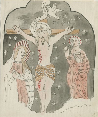 Lichfield - Representation of the Crucifixion (Greyfriars): akvarelmaleri og [?slut 18. århundrede] (maleri) af School English