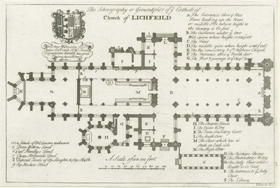 Lichfield Cathedral - Grundplan: gravering og [begyndelsen af det 18. århundrede] (tryk) af School English