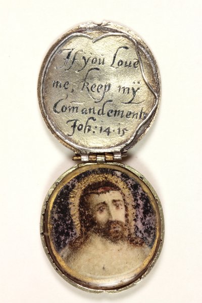 Medaljon indeholdende et Kristi hoved (sølv & akvarel på vellum) (se også 3075924 og 3075922) af School English