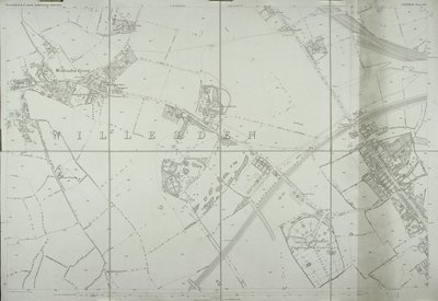 Kort over Willesden, London (litho) af School English