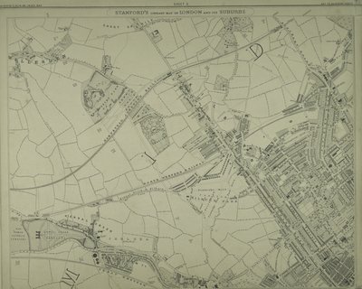 Kort over Willesden, London (litho) af School English