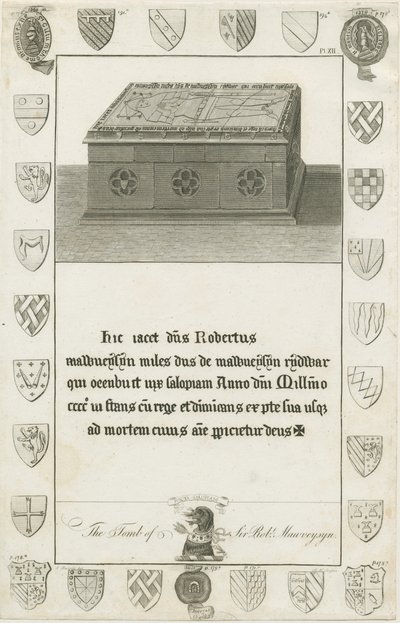 Mavesyn Ridware - Tomb of Sir Robert Mavesyn: gravering, nd [slut 18. århundrede] (tryk) af School English