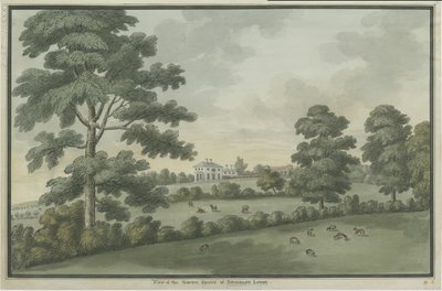 Needwood - Brickley Lodge: Watercolor Maleri og [C 1786] (maleri) af School English