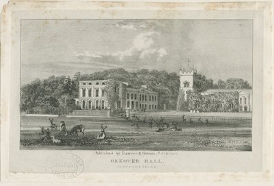 Okeover Hall - litografi, nd [c 1839] (tryk) af School English