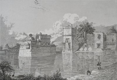 Palace of Rani Bhim og Pudamundi i Cheetor (Cheetor, Udaipur State) (gravering) af School English