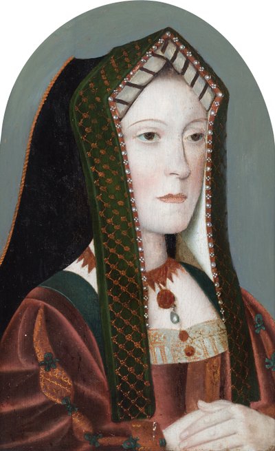 Portræt af en dame, som siges at være Lady Margaret Percy, grevinde af Cumberland (olie på panel) af School English