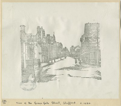 Stafford - Greengate Street: træsnitsgravering, nd [c 1880] (tryk) af School English