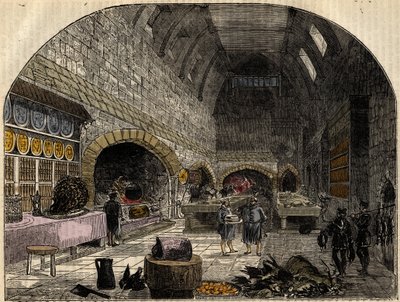The 16th Century Kitchen of Queen Elizabeth I - gravering fra "" History of England" af Cassell Petter & Galpin af School English