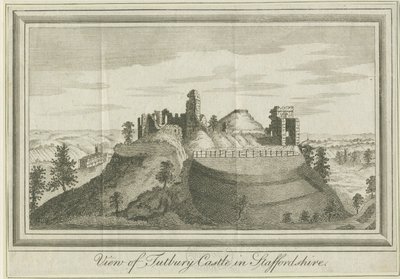 Tutbury Castle - East View: gravering, nd [1731] (tryk) af School English
