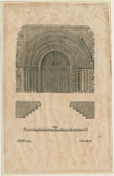 Tutbury Priory Church - West Doorway: træsnitsgravering, nd [?begyndelsen af det 19. århundrede] (tryk) af School English