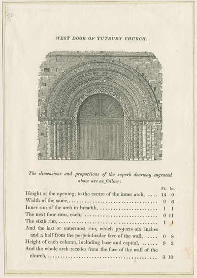 Tutbury Priory Church: West Doorway: gravering, nd [c 1832] (tryk) af School English