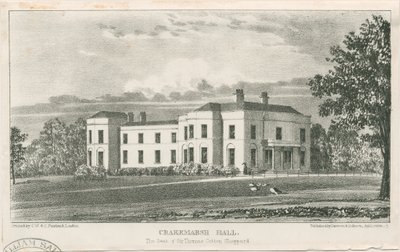 Uttoxeter - Crakemarsh Hall: litografi, nd [c 1839] (tryk) af School English