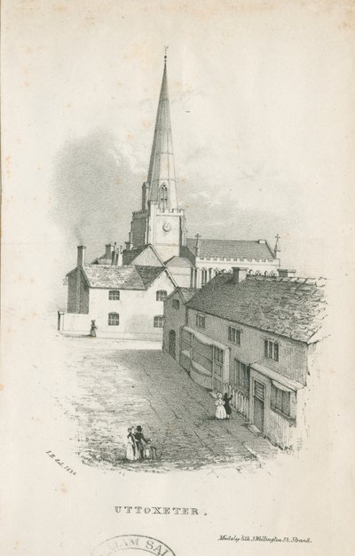 Uttoxeter kirke - litografi af School English
