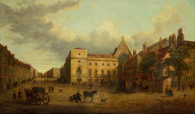 Udsigt over Whitehall med Old Palace Yard (olie) af School English