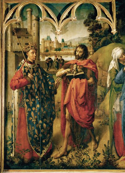 Ludvig IX, Helgenen med Johannes Døberen ... af School Flemish