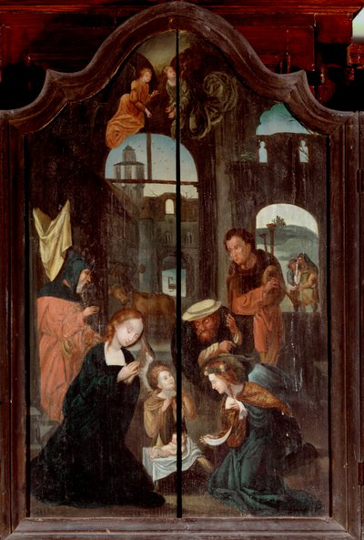 Fødselstriptykon, centralpanel (olie på træ) af School Flemish