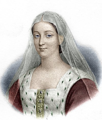 Agnes Sorel, elskerinde af den franske kong Charles VII (farvestik) af School French