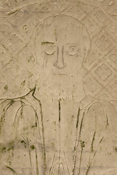 Detalje af et klosterrelief (sten) af School French