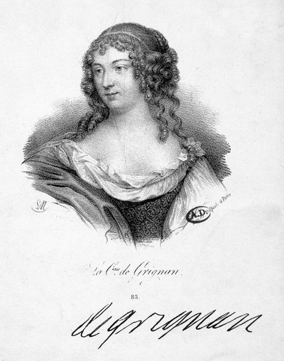Francoise Marguerite de Sevigne, grevinde af Grignan (1648-1705), datter af Marie de Rabutin-Chantal (Rabutin Chantal), markis af Sevigne dit Madame de Sevigne (1626-1696) - stik, n.d. af School French