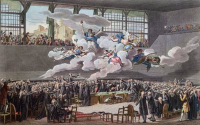 Fransk revolution (1789-1799): Jeu de Paumes ed i Versailles den 20. juni 1789) (den franske revolution; Tennisbaneeden den 20. juni 1789, Versailles) af School French