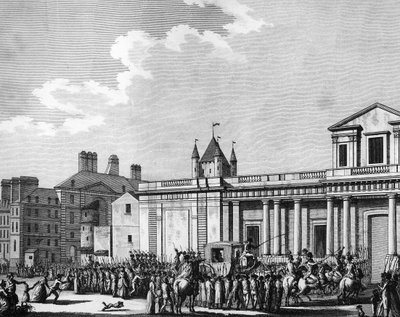 Fransk revolution: Overførsel af kongefamilien (Louis XVI, Marie Antoinette, delfinen Louis Charles de France eller Louis XVII og Marie Therese kendt som "Madame Royale") til Temple-fængslet i Paris den 13. august af School French