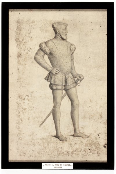 Henri II, konge af Frankrig (blyant og akvarel på papir) af School French