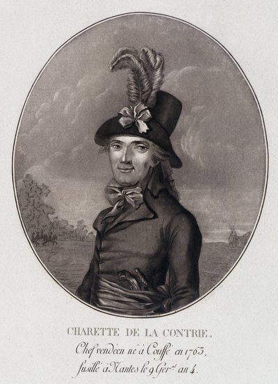 Medaljonportræt af Francois Athanase (Francois-Athanase) Charette de la Contrie, Vendéen-chef af School French