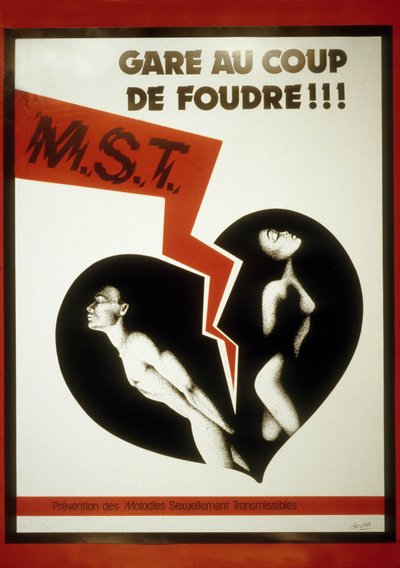 Plakatkampagne for sikker sex (farvelitografi) af School French