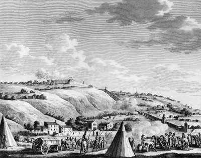 Den franske revolutions krig og bevægelser mod revolutionære: Belejring og erobring af byen Lyon af den franske republikanske hær den 9. oktober 1793 mod de royalistiske tropper. Paris, biblioteket for Institut for Revolutionshistorie af School French