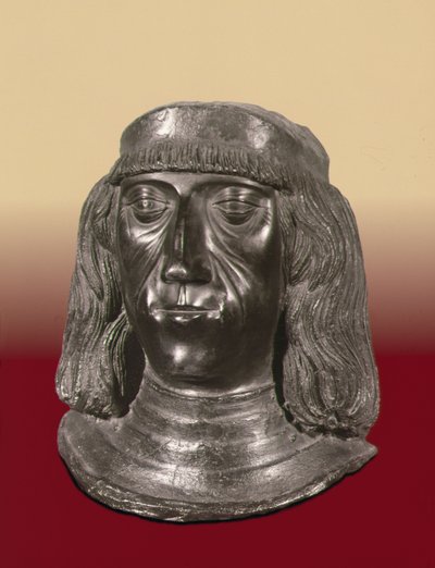 Portrætbuste af den hellige romerske kejser Maximilian I (1459-1519) (bronze) af School German