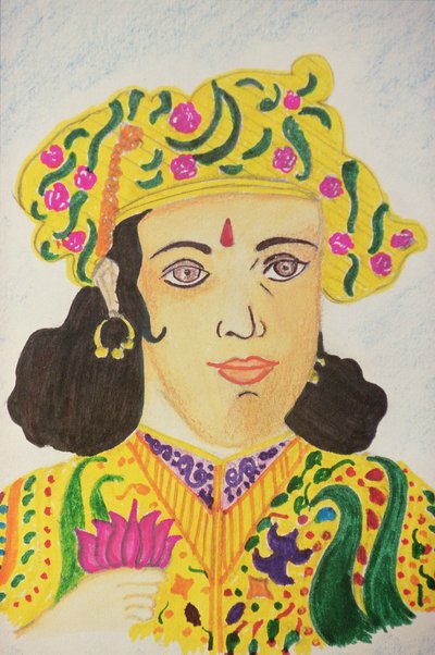 Kejser Ashoka (akvarel) af School Indian